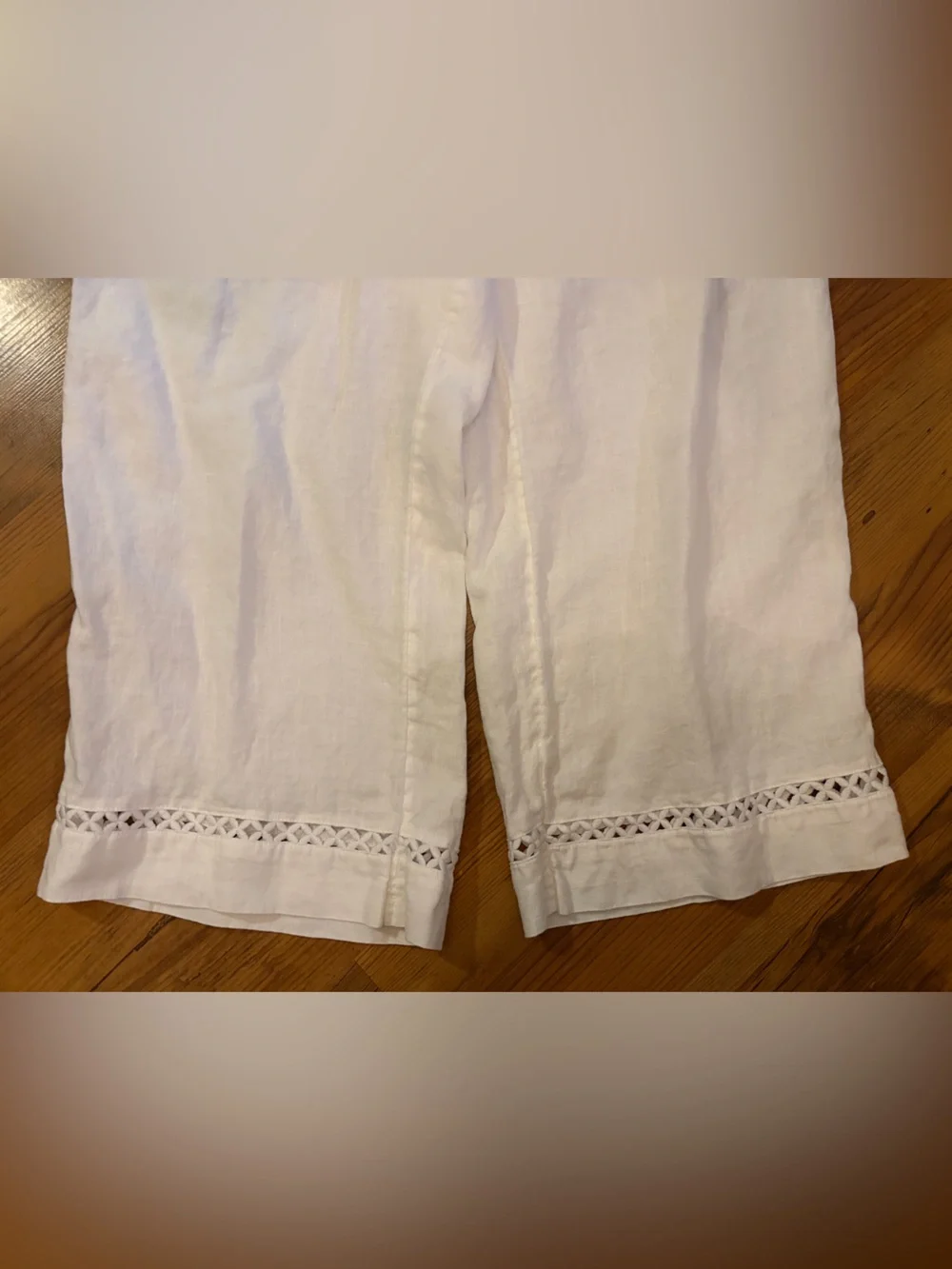 Joie White 100% Linen Crop white Drawstring pants M